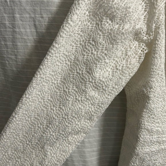 Democracy White Eyelet Embroidered Open Front Blazer Jacket Size XL - Picture 3 of 9